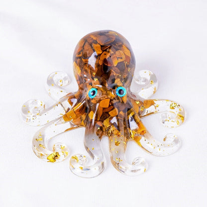 Crystal Chip Resin Octopus Cute Animal Ornaments GEMROCKY-Carvings-Tiger Eye Stone-GEMROCKY