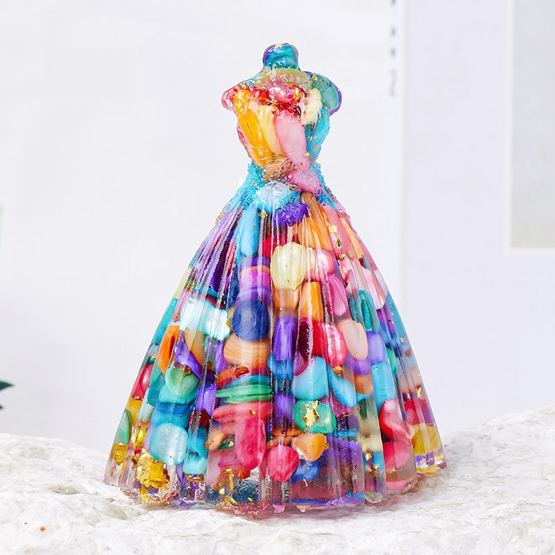 Crystal Chip Resin Wedding Dress Statue Ornaments GEMROCKY-Carvings-Colorful Shell-GEMROCKY