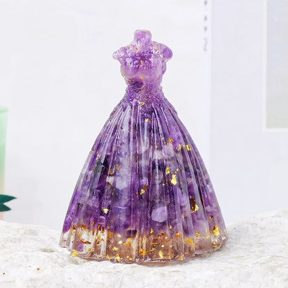 Crystal Chip Resin Wedding Dress Statue Ornaments GEMROCKY-Carvings-Dream Amethyst-GEMROCKY