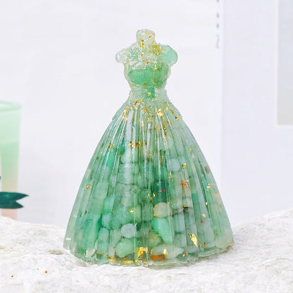 Crystal Chip Resin Wedding Dress Statue Ornaments GEMROCKY-Carvings-Green Aventurine-GEMROCKY