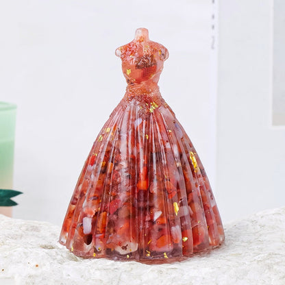 Crystal Chip Resin Wedding Dress Statue Ornaments GEMROCKY-Carvings-Red Agate-GEMROCKY