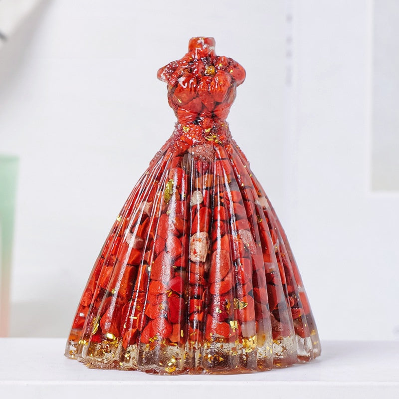 Crystal Chip Resin Wedding Dress Statue Ornaments GEMROCKY-Carvings-Red Jasper-GEMROCKY