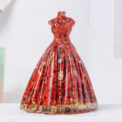 Crystal Chip Resin Wedding Dress Statue Ornaments GEMROCKY-Carvings-Red Jasper-GEMROCKY