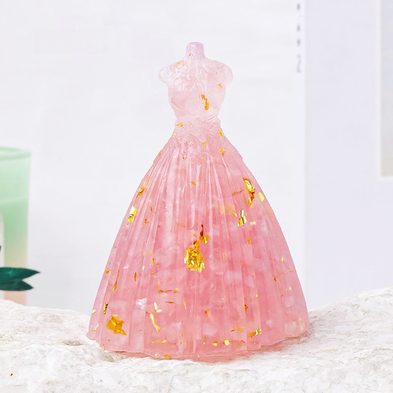 Crystal Chip Resin Wedding Dress Statue Ornaments GEMROCKY-Carvings-Rose Quartz-GEMROCKY