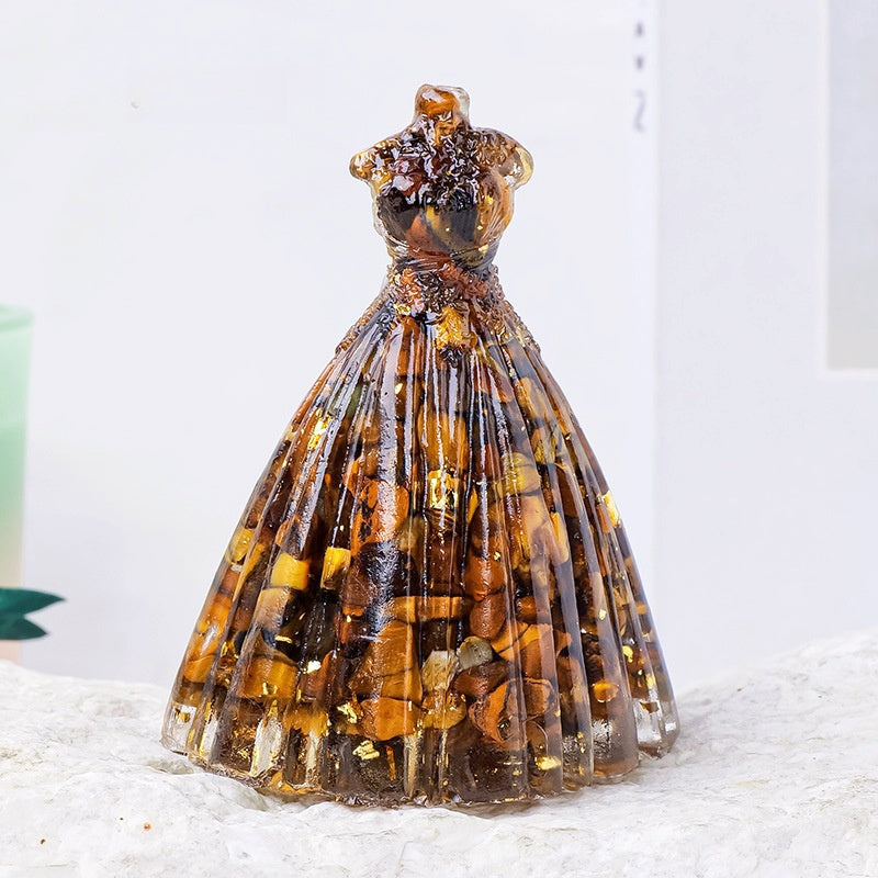 Crystal Chip Resin Wedding Dress Statue Ornaments GEMROCKY-Carvings-Tiger Eye Stone-GEMROCKY