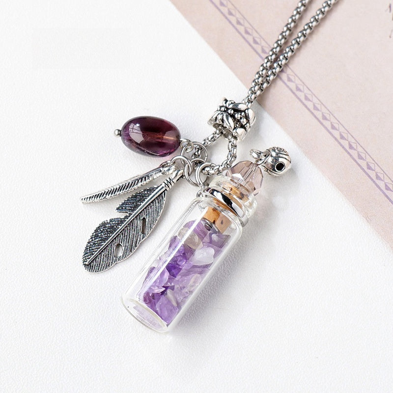 Crystal Chips Perfume Bottle Pendant Necklace GEMROCKY-Jewelry-Amethyst-GEMROCKY