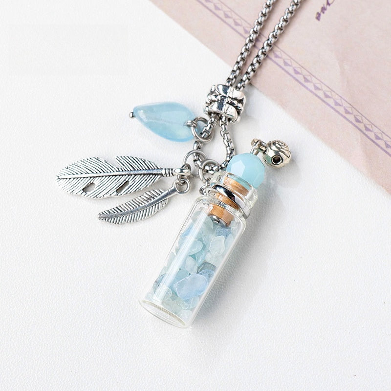 Crystal Chips Perfume Bottle Pendant Necklace GEMROCKY-Jewelry-Aquamarine-GEMROCKY