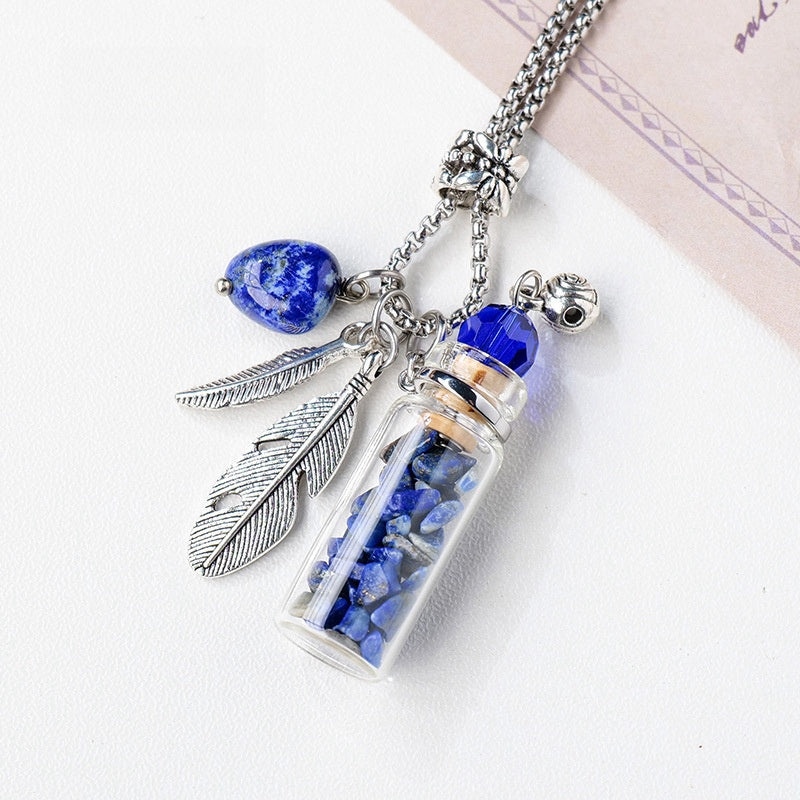 Crystal Chips Perfume Bottle Pendant Necklace GEMROCKY-Jewelry-Lapis Lazuli-GEMROCKY