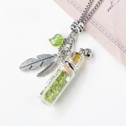 Crystal Chips Perfume Bottle Pendant Necklace GEMROCKY-Jewelry-Peridot-GEMROCKY