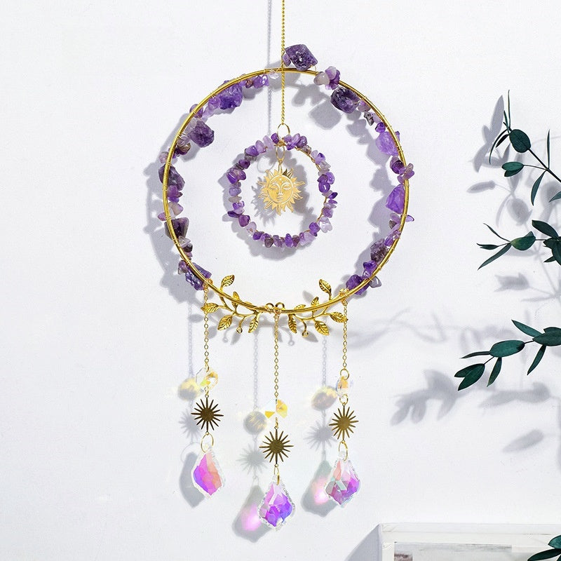 Crystal Chips Sun God Suncatcher Ornaments GEMROCKY-Decoration-Amethyst-GEMROCKY