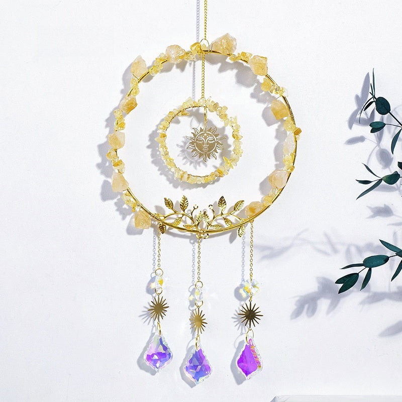 Crystal Chips Sun God Suncatcher Ornaments GEMROCKY-Decoration-Citrine-GEMROCKY