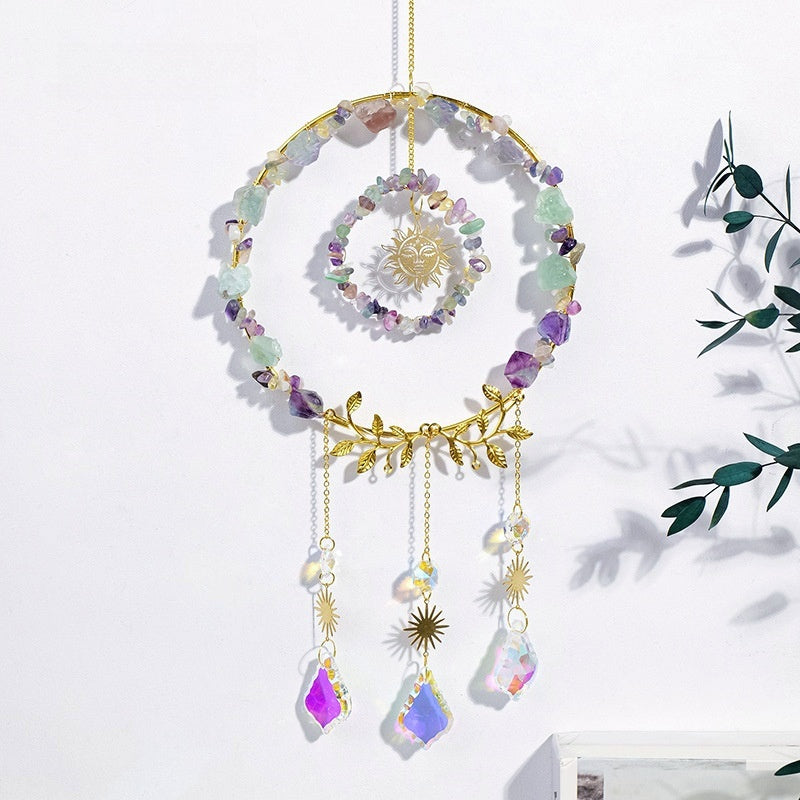 Crystal Chips Sun God Suncatcher Ornaments GEMROCKY-Decoration-Fluorite-GEMROCKY