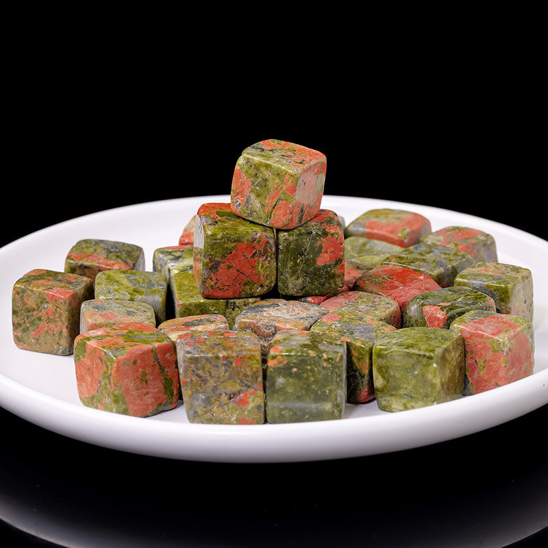 Crystal Cube Tumble Stones GEMROCKY-Tumbles-Unakite-GEMROCKY