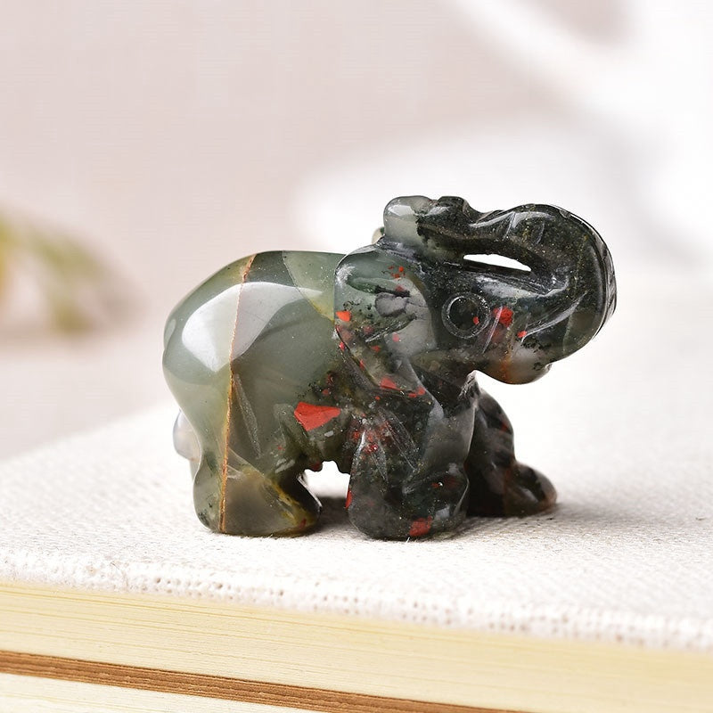 Crystal Elephant Carvings 1.5 Inch GEMROCKY-Carvings-African Blood Stone-GEMROCKY