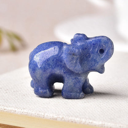 Crystal Elephant Carvings 1.5 Inch GEMROCKY-Carvings-Blue Aventurine-GEMROCKY