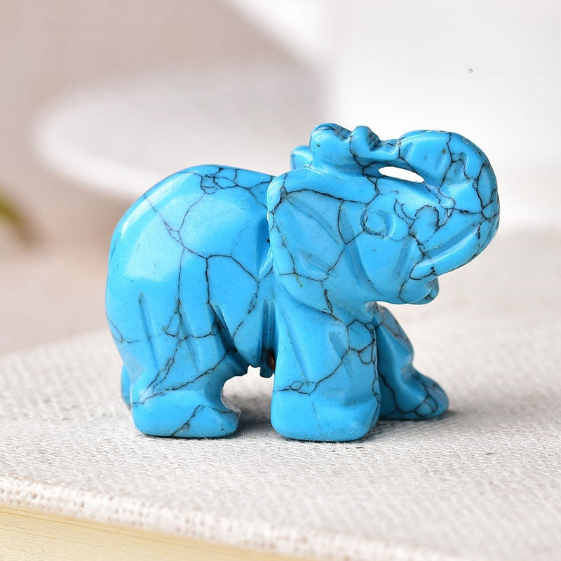 Crystal Elephant Carvings 1.5 Inch GEMROCKY-Carvings-Blue Turquoise-GEMROCKY