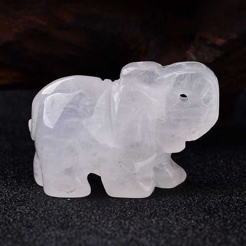 Crystal Elephant Carvings 1.5 Inch GEMROCKY-Carvings-Clear Quartz-GEMROCKY