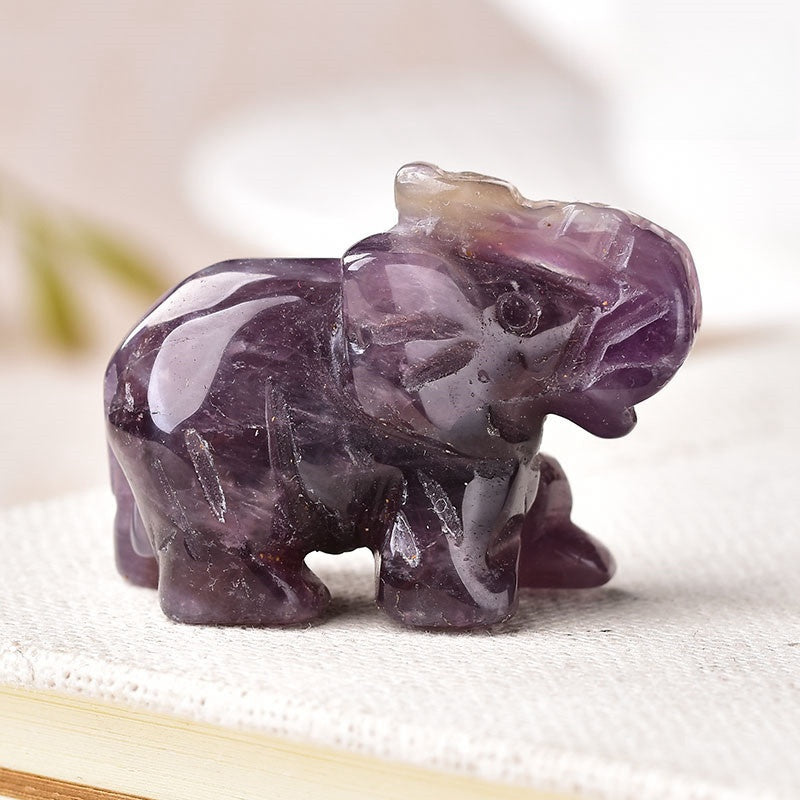 Crystal Elephant Carvings 1.5 Inch GEMROCKY-Carvings-Dream Amethyst-GEMROCKY