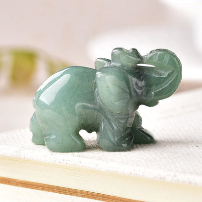 Crystal Elephant Carvings 1.5 Inch GEMROCKY-Carvings-Green Aventurine-GEMROCKY