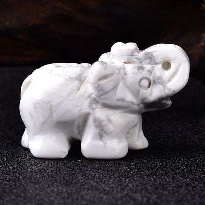 Crystal Elephant Carvings 1.5 Inch GEMROCKY-Carvings-Howlite-GEMROCKY