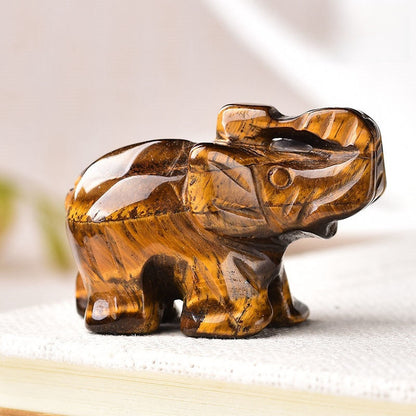 Crystal Elephant Carvings 1.5 Inch GEMROCKY-Carvings-Tiger Eye Stone-GEMROCKY