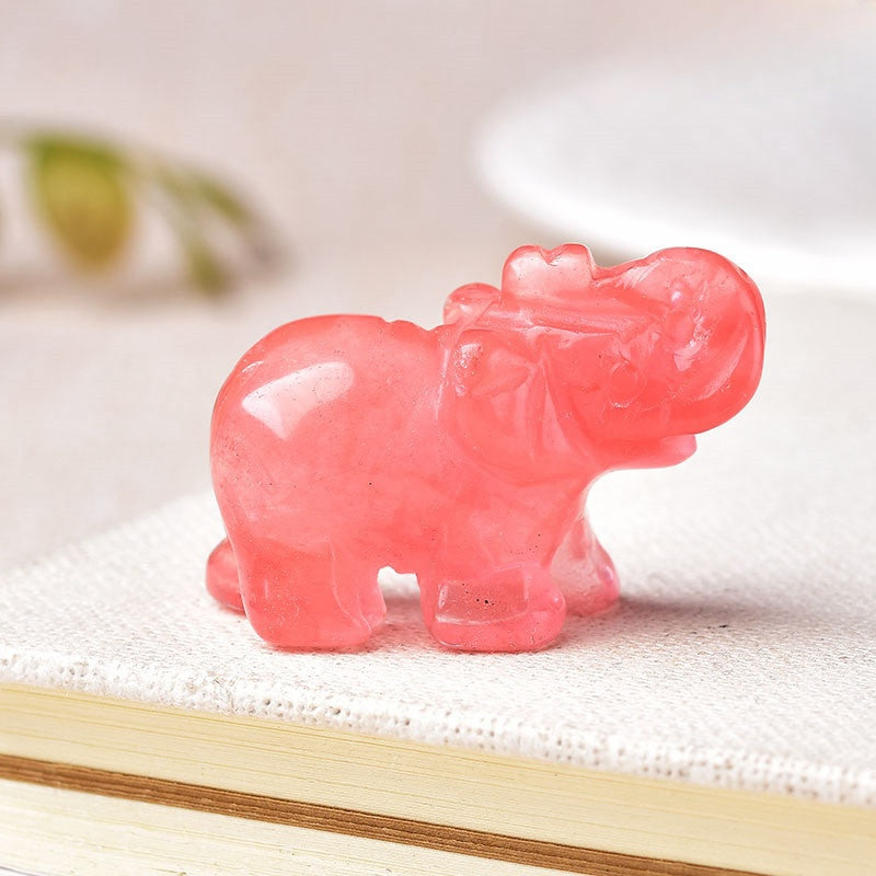 Crystal Elephant Carvings 1.5 Inch GEMROCKY-Carvings-Watermelon Stone-GEMROCKY