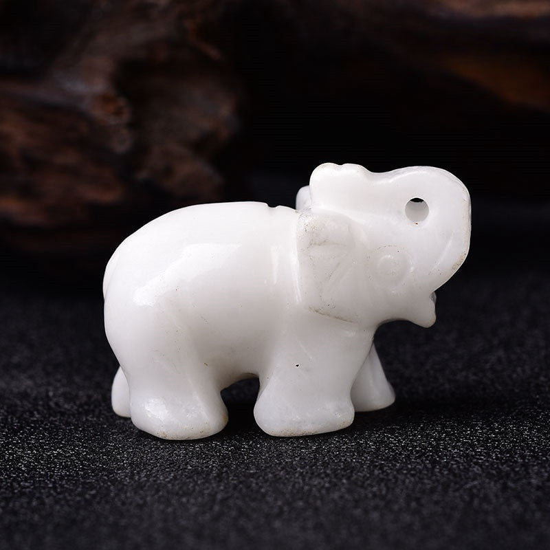 Crystal Elephant Carvings 1.5 Inch GEMROCKY-Carvings-White Jade-GEMROCKY