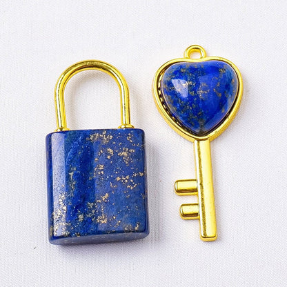 Crystal Lock and Heart Key Carvings GEMROCKY-Decoration-Lapis Lazuli-GEMROCKY