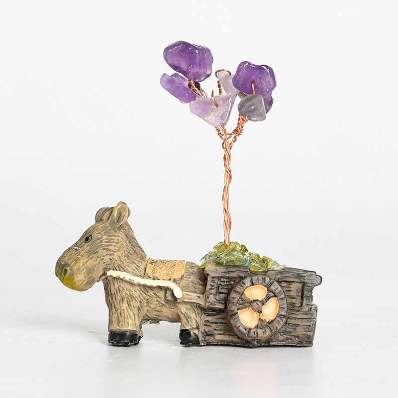 Cute Donkey Mini Crystal Gem Chips Tree Home Ornaments GEMROCKY-Decoration-Amethyst-GEMROCKY