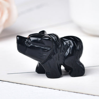 Fine Carving 1.5 Inch Bear Carvings GEMROCKY-Carvings-Black Obsidian-GEMROCKY