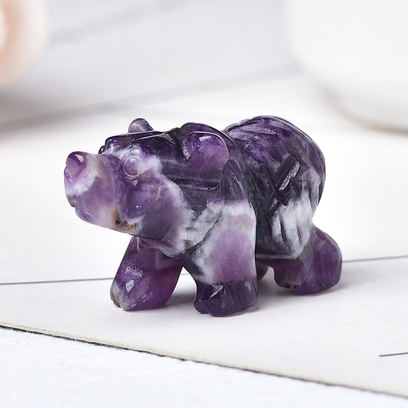 Fine Carving 1.5 Inch Bear Carvings GEMROCKY-Carvings-Dream Amethyst-GEMROCKY