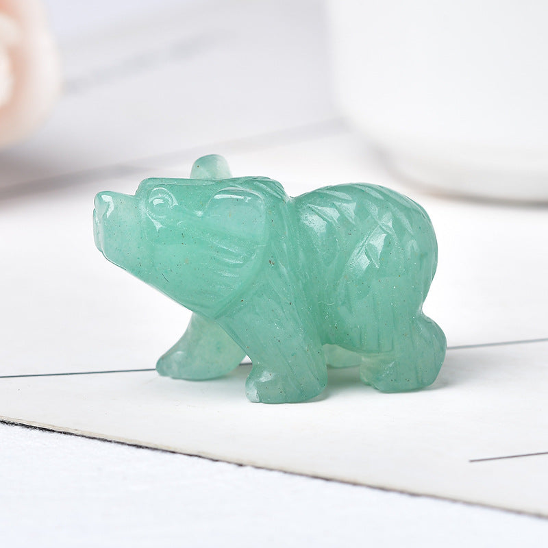 Fine Carving 1.5 Inch Bear Carvings GEMROCKY-Carvings-Green Aventurine-GEMROCKY