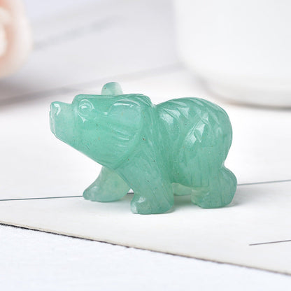 Fine Carving 1.5 Inch Bear Carvings GEMROCKY-Carvings-Green Aventurine-GEMROCKY