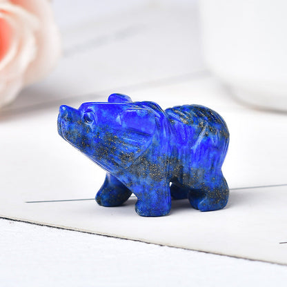 Fine Carving 1.5 Inch Bear Carvings GEMROCKY-Carvings-Lapis Lazuli-GEMROCKY