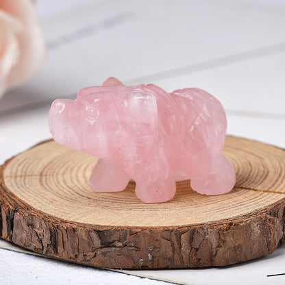 Fine Carving 1.5 Inch Bear Carvings GEMROCKY-Carvings-Rose Quartz-GEMROCKY