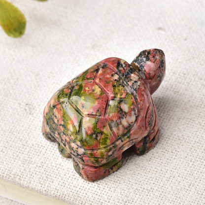 Fine Carving 1.5 Inch Turtle Carvings GEMROCKY-Carvings-Unakite-GEMROCKY