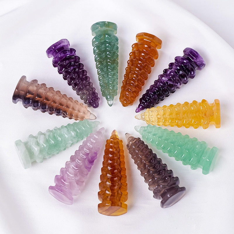 Fluorite Crystal 9 Layer Small Wenchang Tower GEMROCKY-Decoration-GEMROCKY