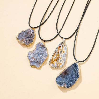 Galaxy Agate Geode Pendant Necklaces GEMROCKY-Jewelry-Golden Color-GEMROCKY