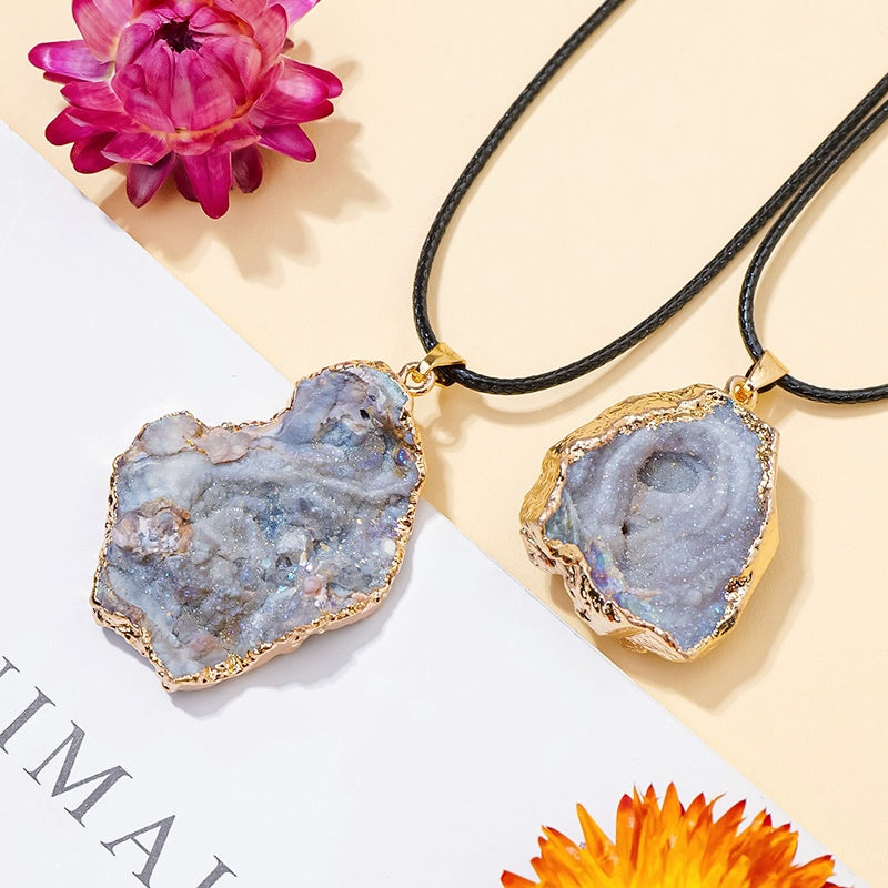 Galaxy Agate Geode Pendant Necklaces GEMROCKY-Jewelry-Golden Color-GEMROCKY