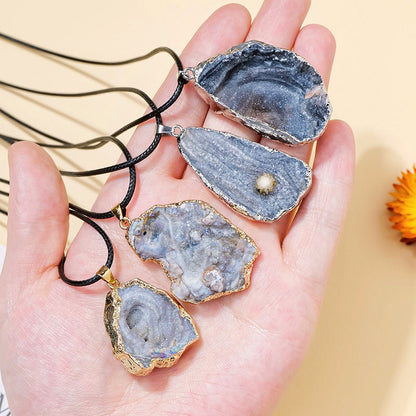 Galaxy Agate Geode Pendant Necklaces GEMROCKY-Jewelry-Golden Color-GEMROCKY