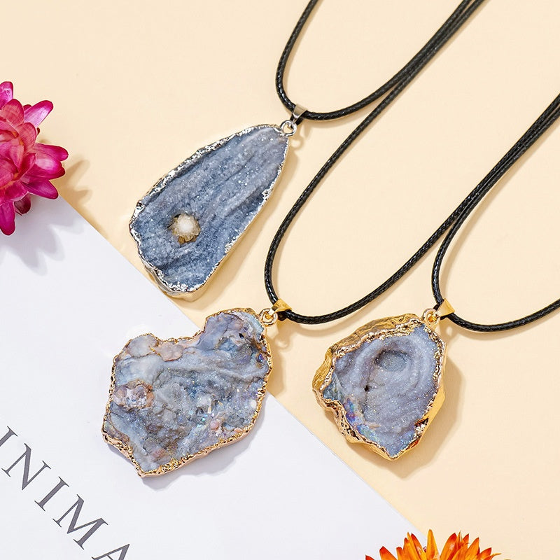 Galaxy Agate Geode Pendant Necklaces GEMROCKY-Jewelry-Golden Color-GEMROCKY