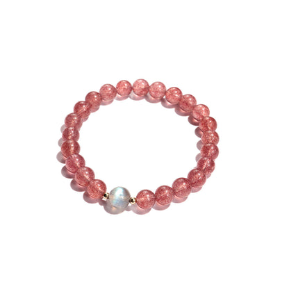 High Quality Strawberry Quartz Moonstone 8mm Bead Bracelets GEMROCKY-Jewelry-GEMROCKY