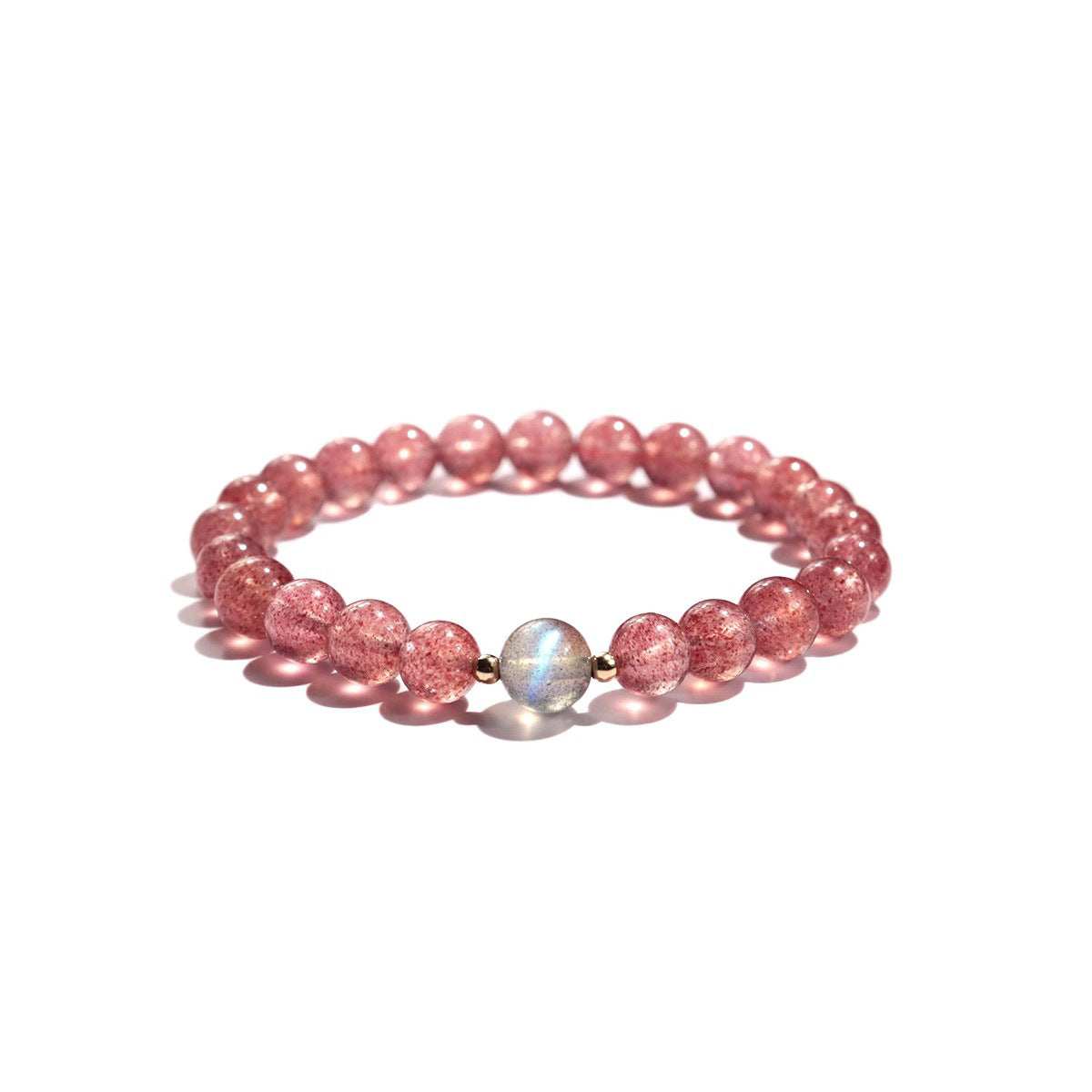 High Quality Strawberry Quartz Moonstone 8mm Bead Bracelets GEMROCKY-Jewelry-GEMROCKY