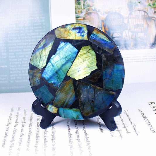 Labradorite Piece Spliced Mirror Home Decor Ornaments GEMROCKY-Decoration-GEMROCKY