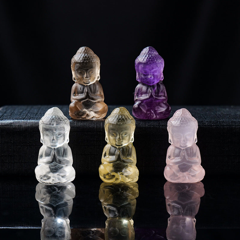 Mini Crystal Buddha Carving 1 Inch GEMROCKY-Carvings-GEMROCKY