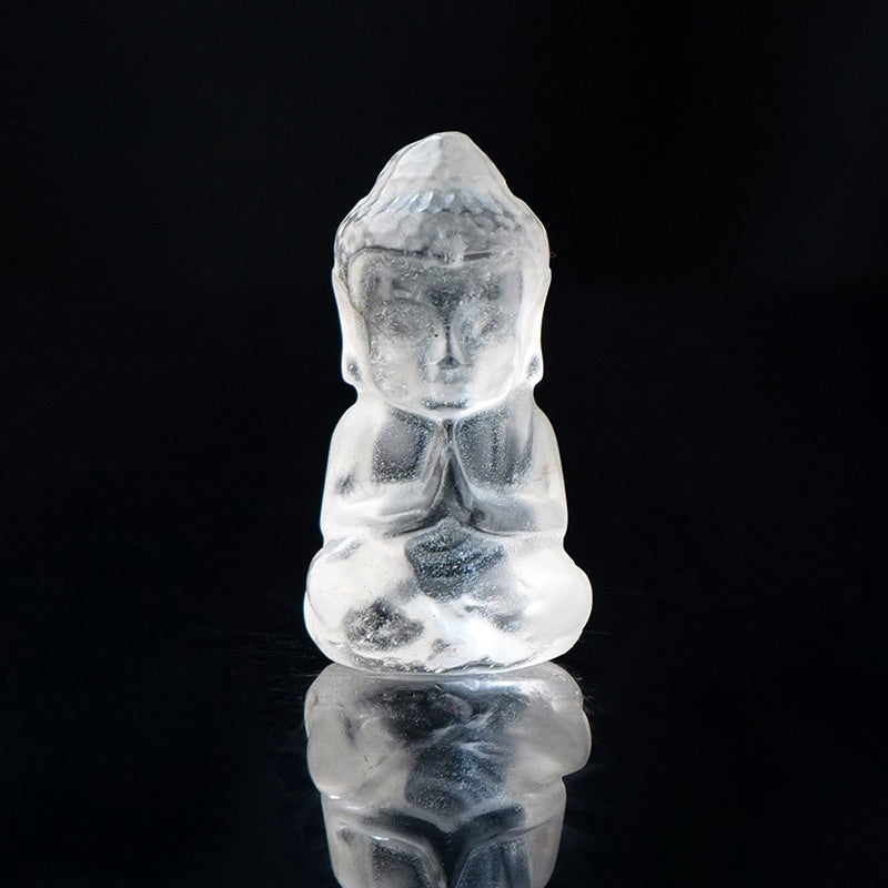 Mini Crystal Buddha Carving 1 Inch GEMROCKY-Carvings-Clear Quartz-GEMROCKY