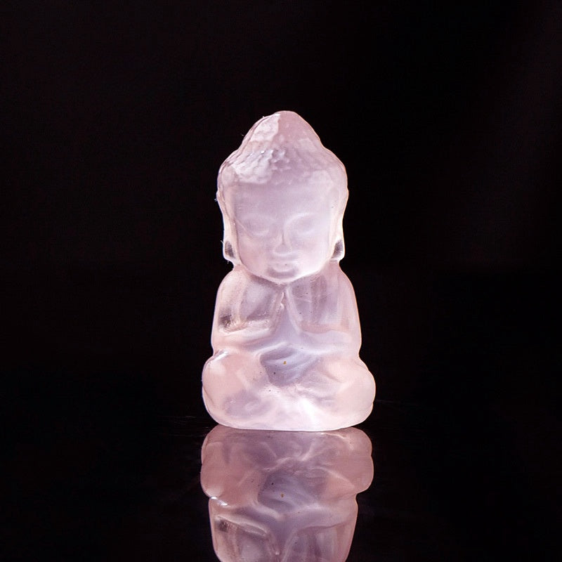 Mini Crystal Buddha Carving 1 Inch GEMROCKY-Carvings-Rose Quartz-GEMROCKY