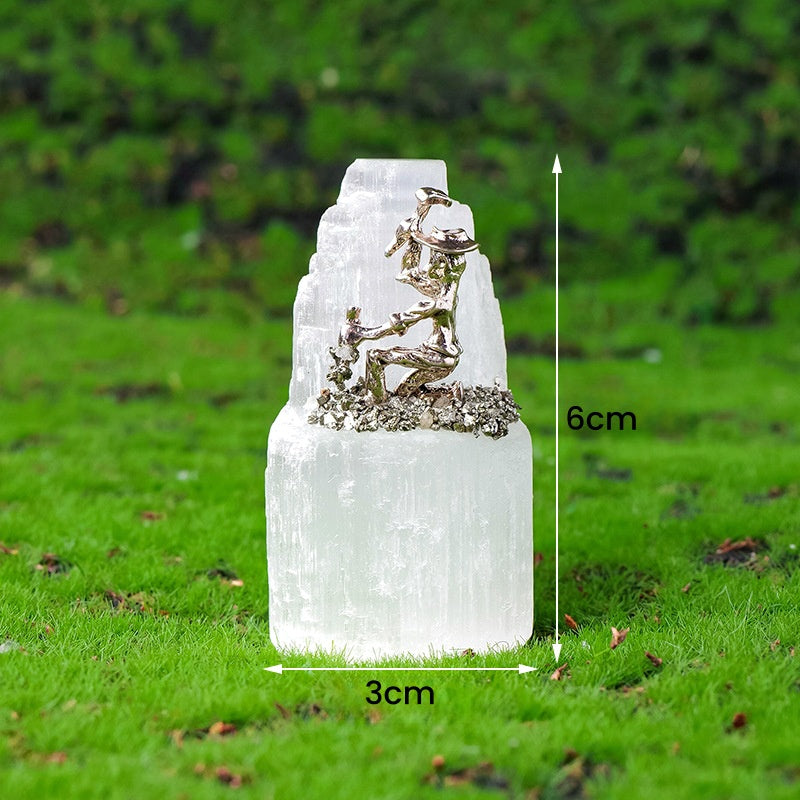 Moroccan Gypsum Selenite Tower Alloy Miner Decor Ornaments GEMROCKY-Tower-