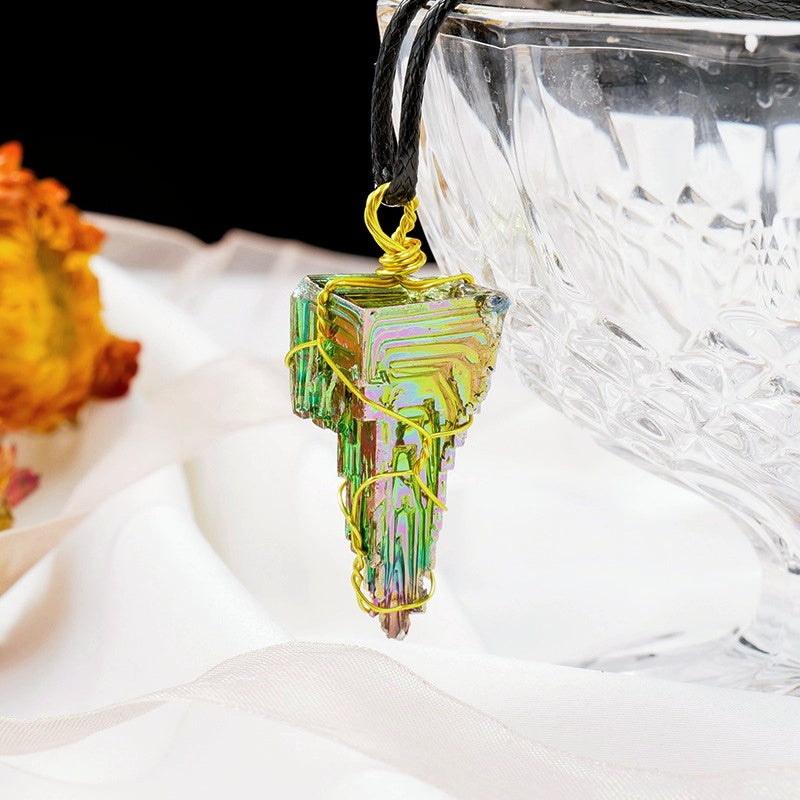 Natural Bismuth Tower Pendant Necklaces GEMROCKY-Jewelry-GEMROCKY