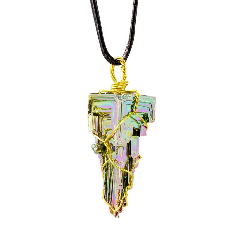 Natural Bismuth Tower Pendant Necklaces GEMROCKY-Jewelry-GEMROCKY